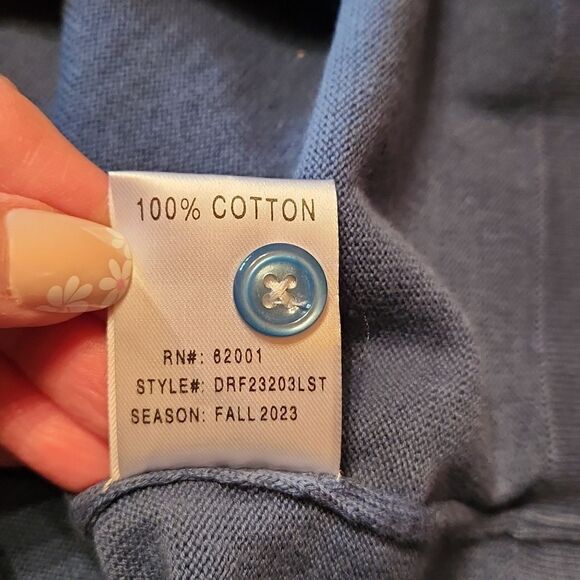 Dstrct & Row Stitch Fix Long Sleeve Cotton Polo Shirt, Small, Blue White Stripes - Picture 9 of 10